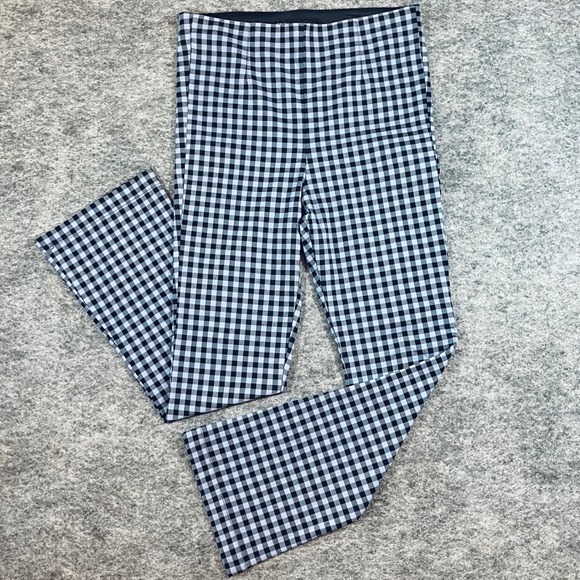 Zara Pants - Zara Gingham Flare Pants Womens Large Blue Black Checkered‎ Retro Y2K Mod Preppy